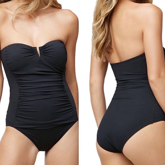 Tommy Bahama Swimsuit womens island Sculpt contouring wire bandeau one piece New - Picture 1 of 6